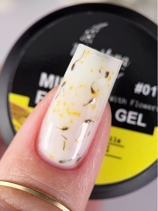 Гель для нарощування з сухоцвітами Milk Flower Gel №1, 15мл
