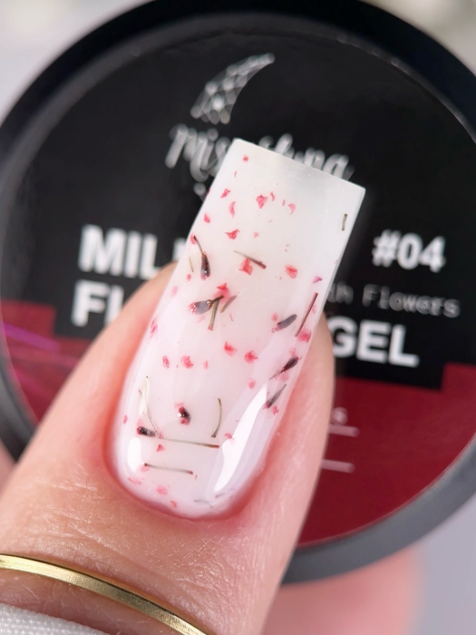 Гель для нарощування з сухоцвітами Milk Flower Gel №4, 15мл