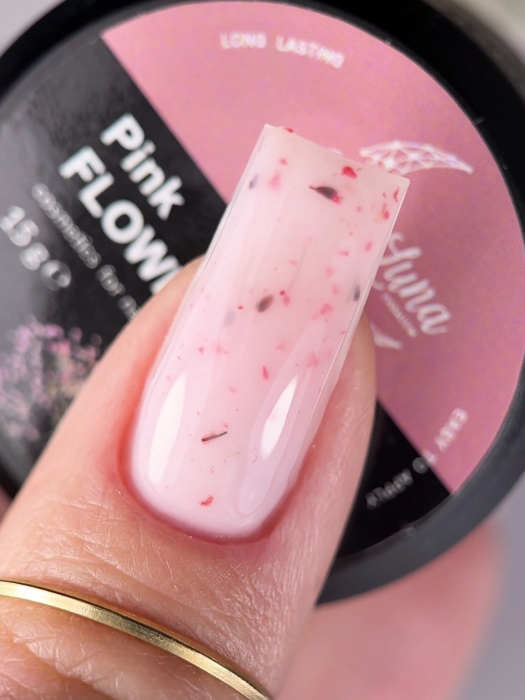 Гель для нарощування з сухоцвітами Pink Flower Gel, 15мл