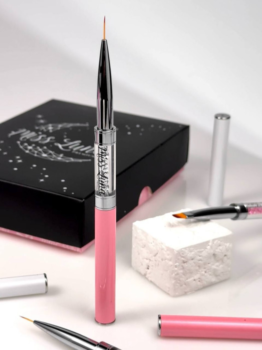 Двосторонній пензлик «Miss Luna Premium» рожевий з білими кристалами