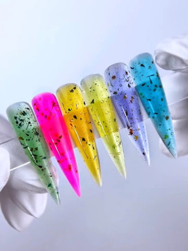 Вітражний гель для нарощування з сухоцвітами Vitrage Flowers Gel 01, 15мл
